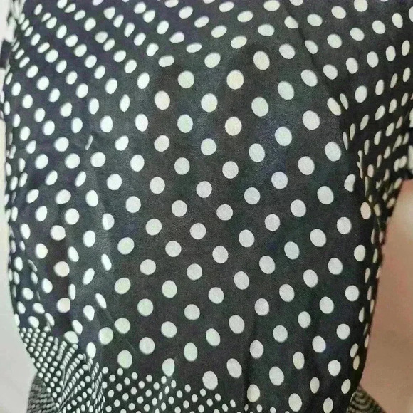 Talbots petite black and white polka dots blouse size petite small - Picture 5 of 6